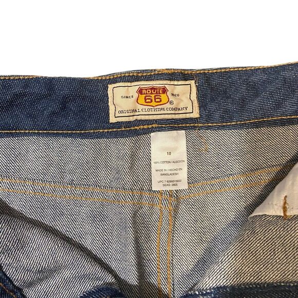 Route 66 Denim Skirt 5 Pocket Zip Fly Size 10 Distressed Raw Frey Hem Retro Y2K - Picture 3 of 11